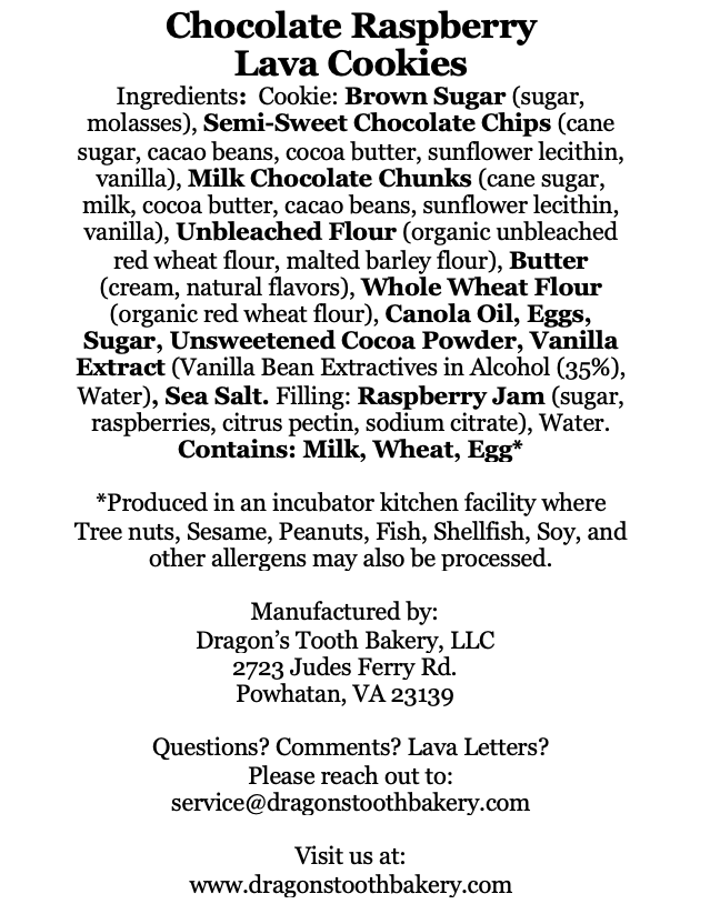 Traditional Version: Chocolate Raspberry Lava Cookies: 1 Boxed Dozen