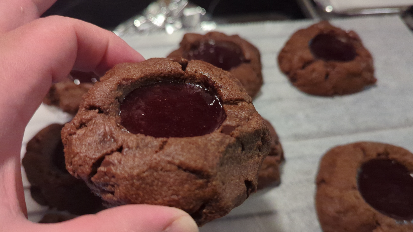 Gluten-conscious Version: Box of One Dozen Chocolate Raspberry Lava Cookies